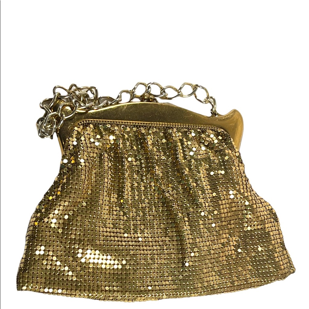 Vintage 1950s gold metal mesh chain mail Whiting & Davis wristlet evenin… - Picture 9 of 9
